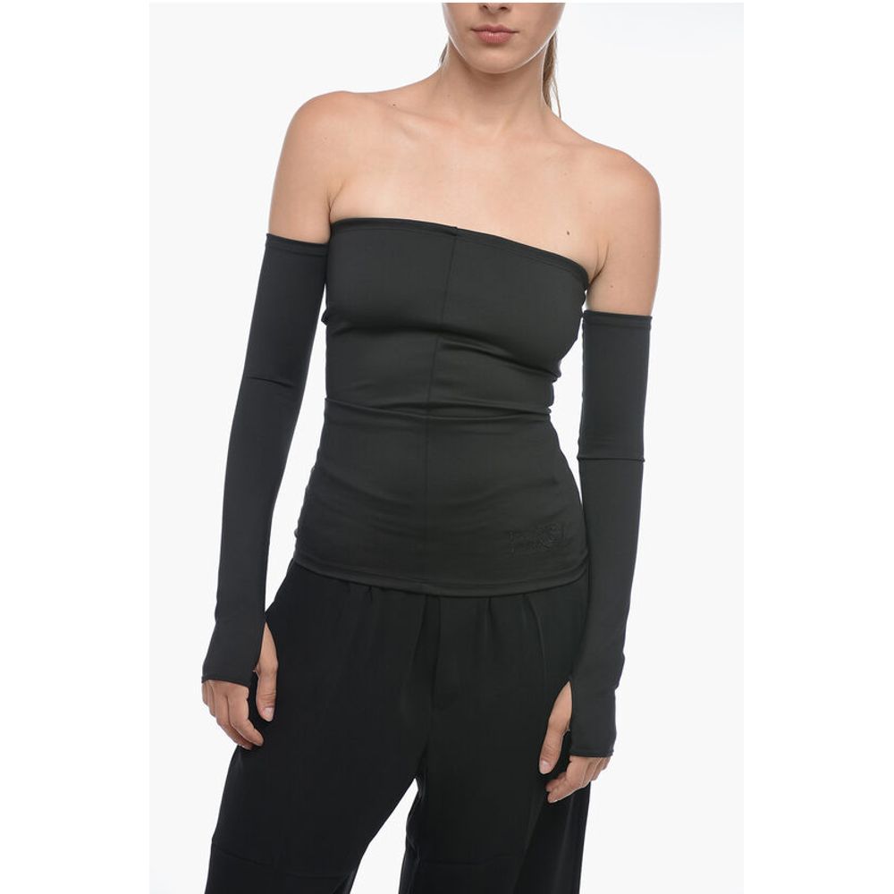 MM6 Stretch Fabric Cold-Shoulder Top