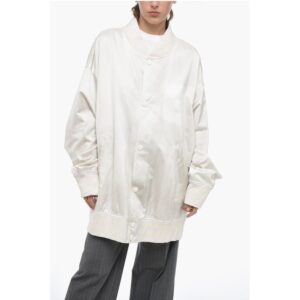 MM6 Satin Oversized Bomber Jacket with Vintage Effect