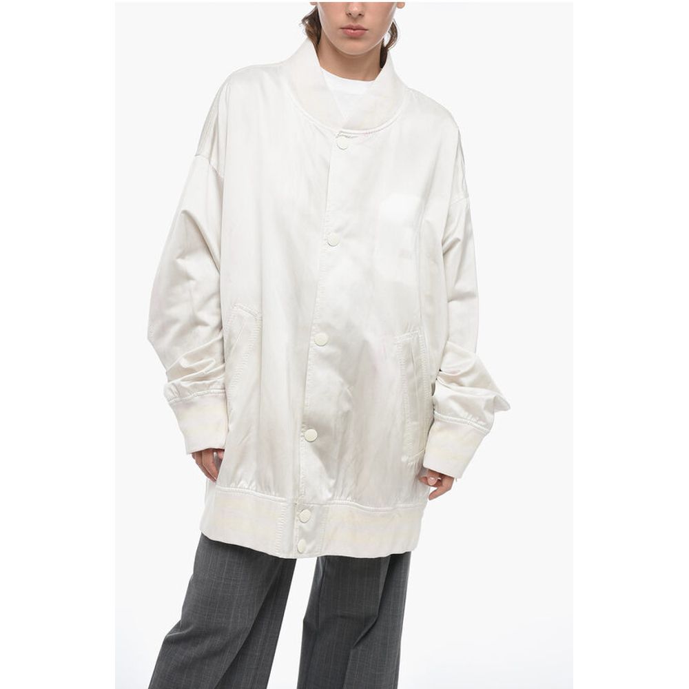 MM6 Satin Oversized Bomber Jacket with Vintage Effect
