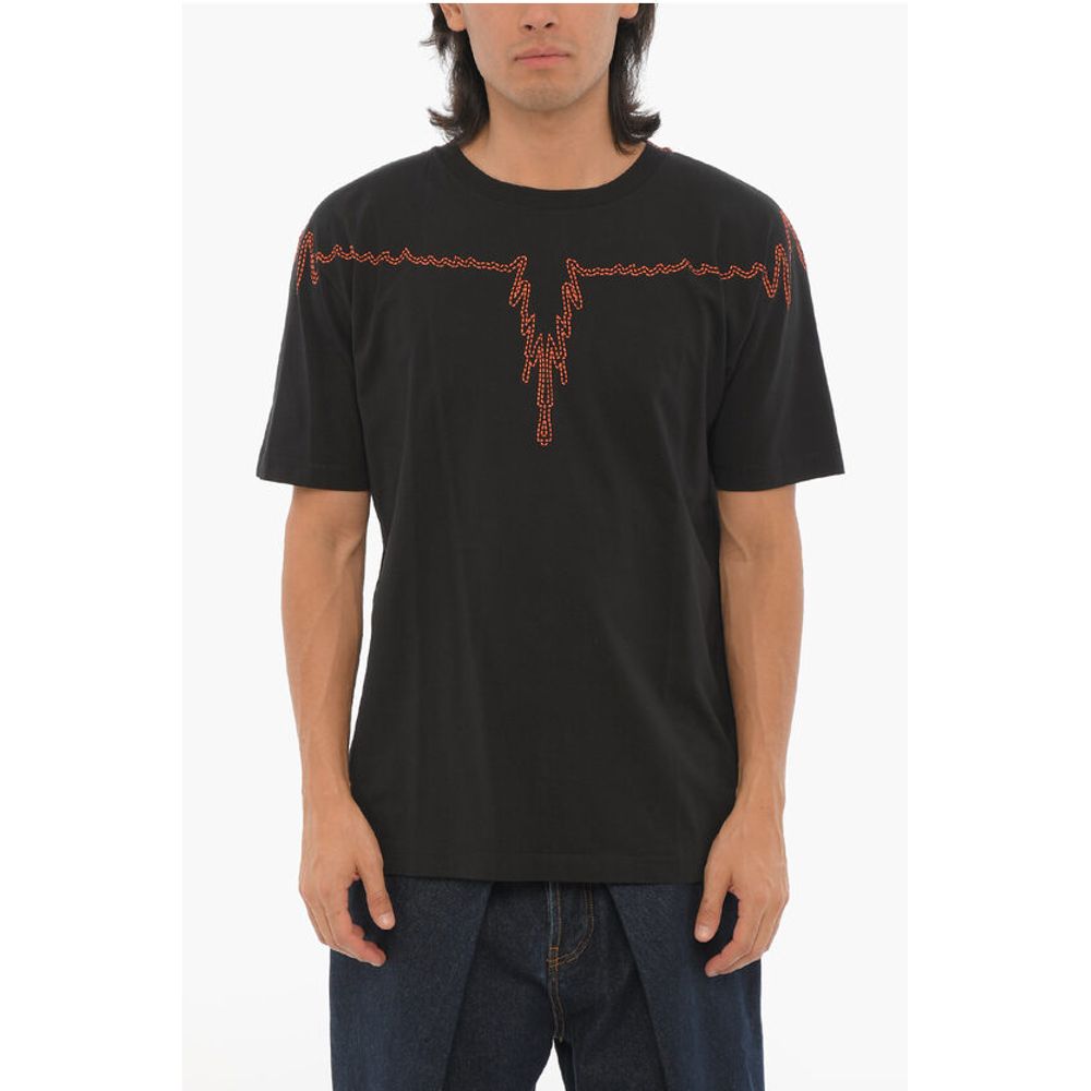 Cotton Crew-neck T-shirt with Contrast Print