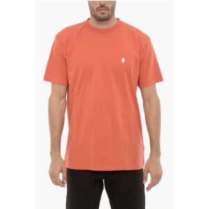 Solid Color Crew-neck T-Shirt with Cross Embroidery