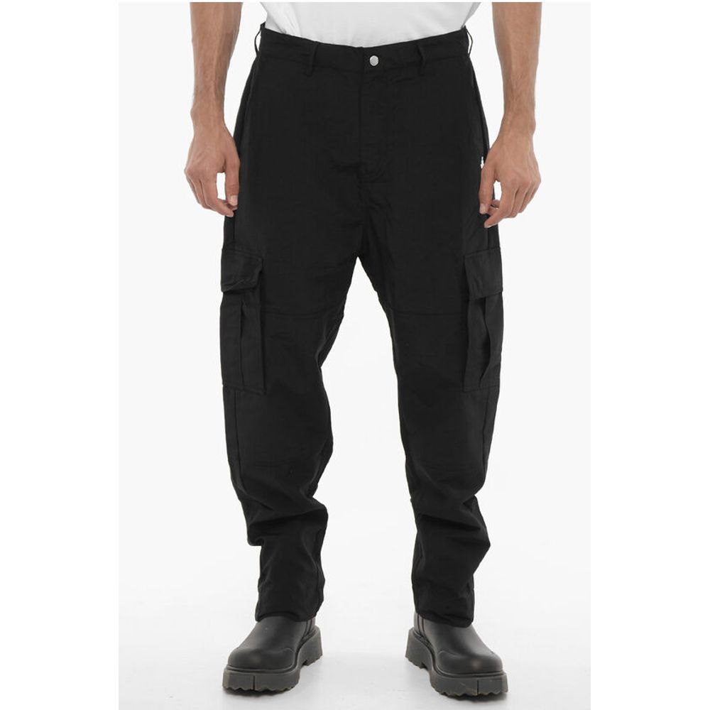 Nylon Cargo Pants with Embroidered Logo