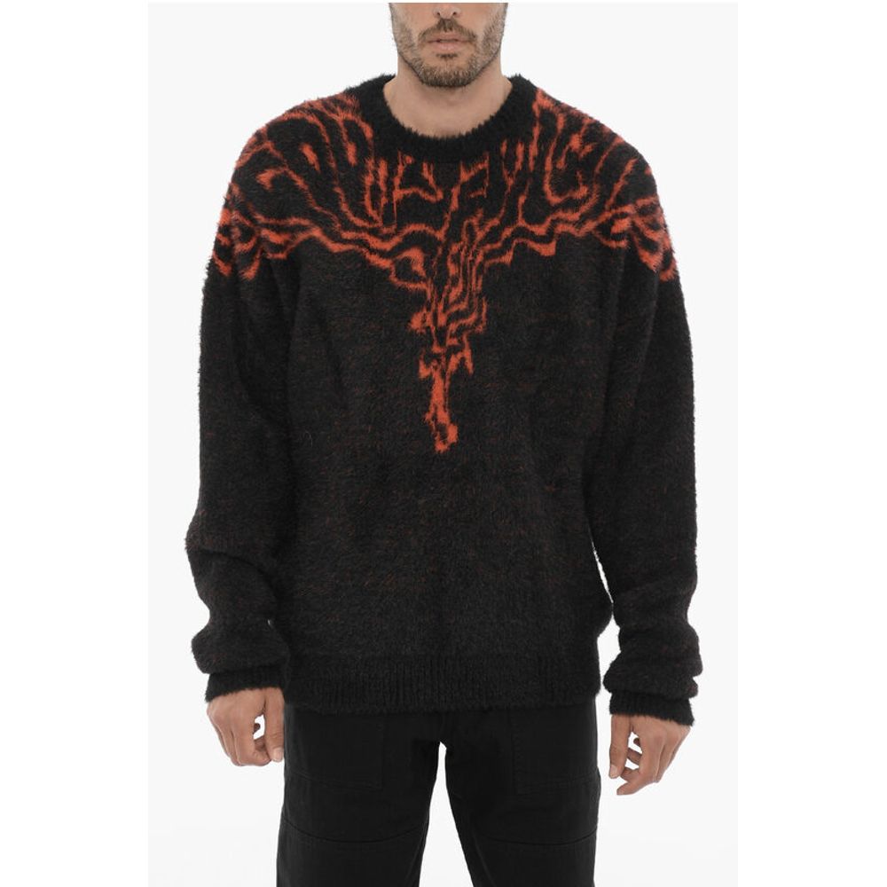 Nylon Crew-Neck Swater with Contrast Embroidery