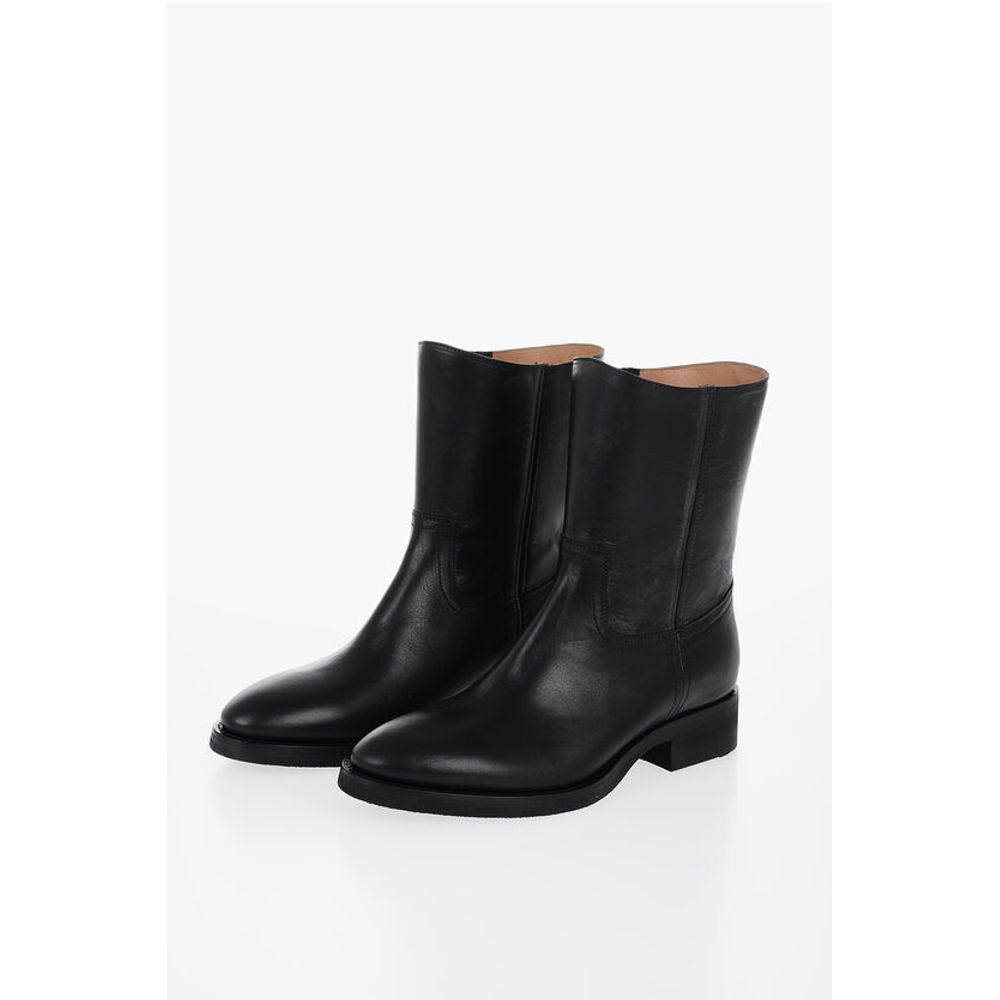 Vintage Effect Leather Boots