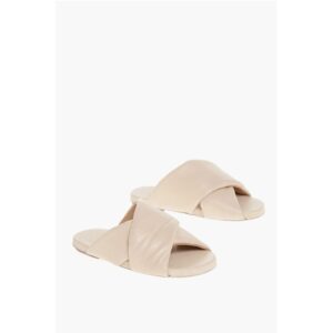 Criss-Cross leather Slides