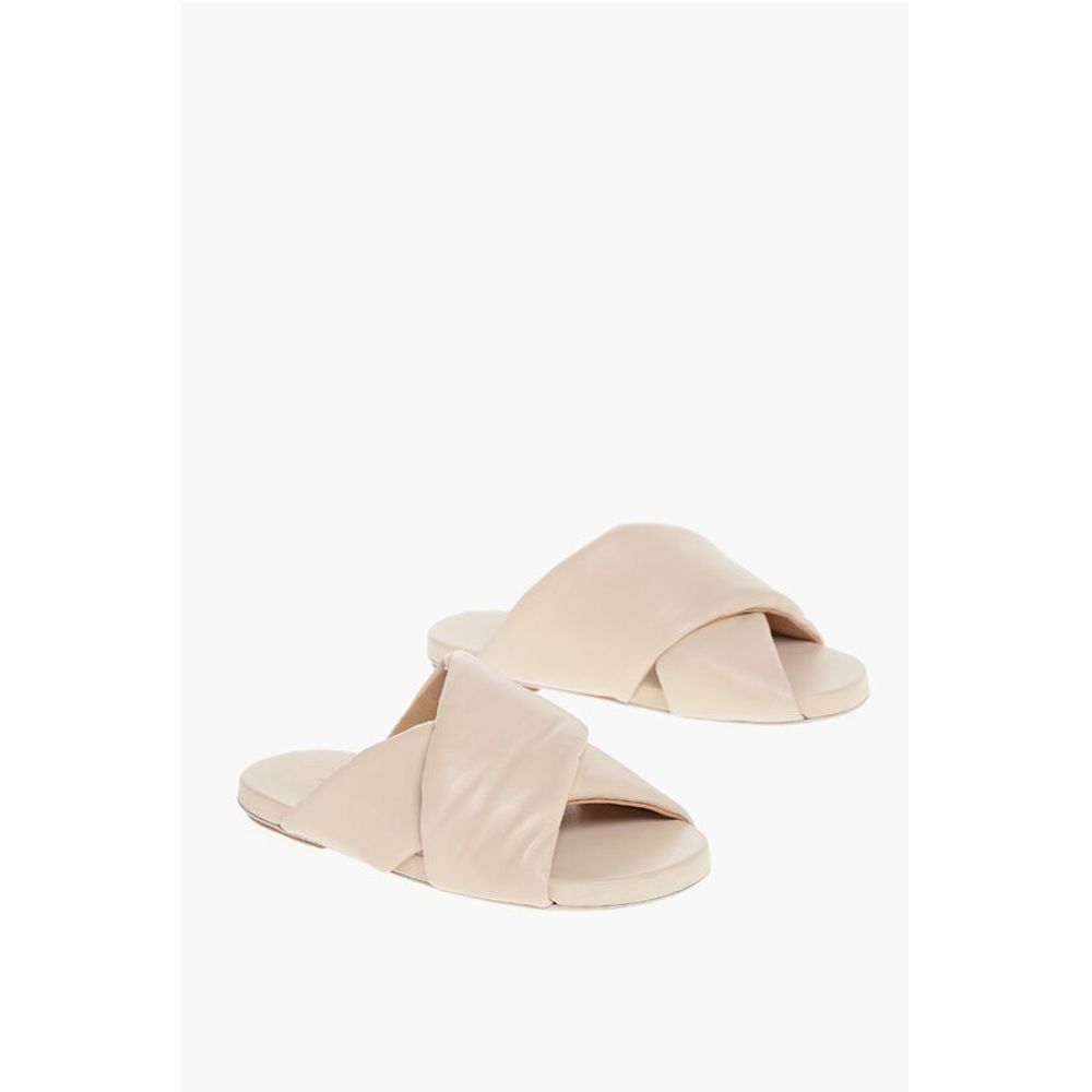 Criss-Cross leather Slides