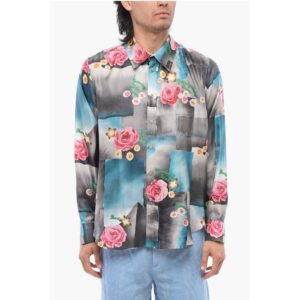 Floral-Motif Silk TODAY Shirt