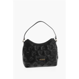 LOVE Embossed Hearts All Over Faux Leather Hobo Bag