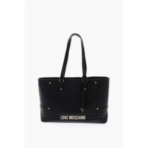 LOVE Textured Faux Leather Tote Bag with Embossed Logo