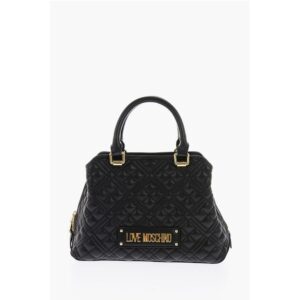 LOVE golden details quilted faux leather bag