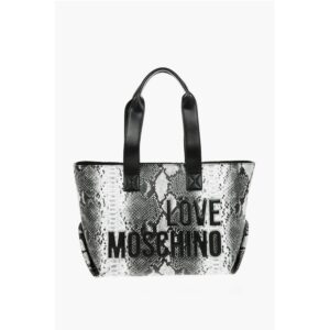 LOVE Snake Effect Faux Leather Tote Bag