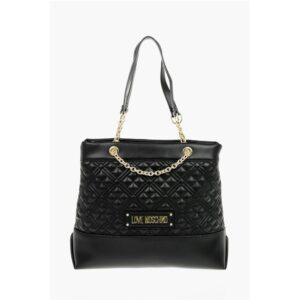 LOVE Faux Leather Quilted Shoulder Bag with Monogram