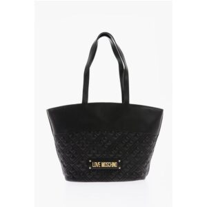 LOVE Quilted Faux Leather Tote Bag with Embossed Logo