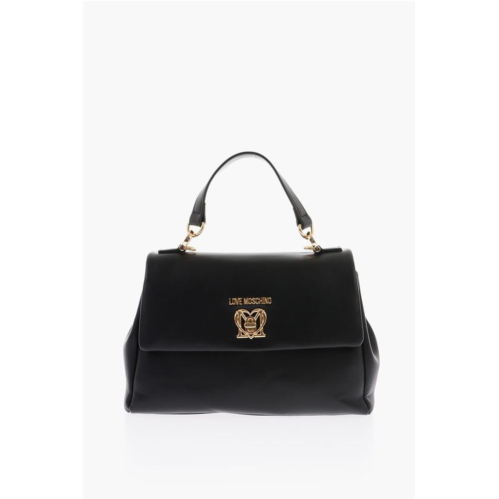 LOVE Turn Lock Closure Faux Leather Bag with Removable Shoul