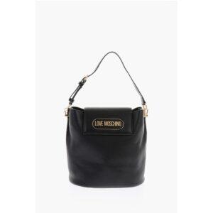 LOVE Textured Faux Leather Bucket Bag with Embossed Logo
