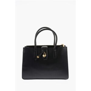 LOVE Faux Leather Tote Bag with Golden Heart Charm