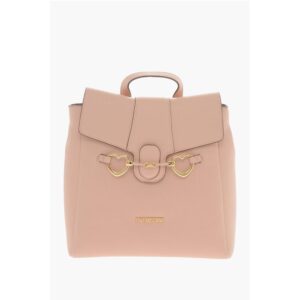 LOVE Faux Leather Backpack with Heart-Shaped Clamps