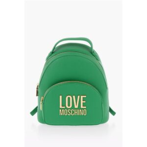 LOVE Solid Color Faux Leather Backpack with Golden Logo