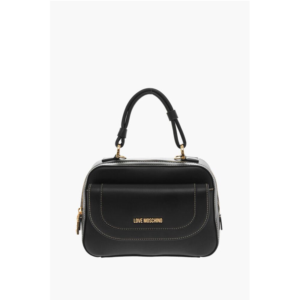 LOVE Faux Leather Handbag with Visible Stitching