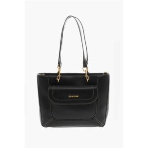 LOVE Faux Leather Tote Bag with Visible Stitching