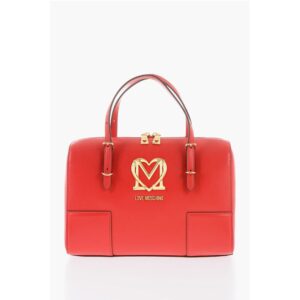 LOVE Faux Leather Handbag with Metal Golden Logo