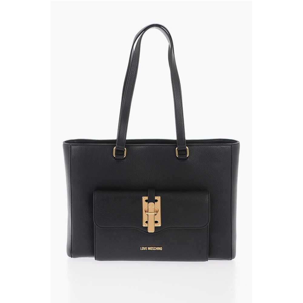 LOVE Faux Leather Tote Bag with Golden Details