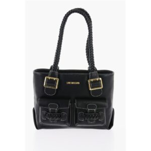 LOVE Faux Leather Shoulder Bag with Braided Handle