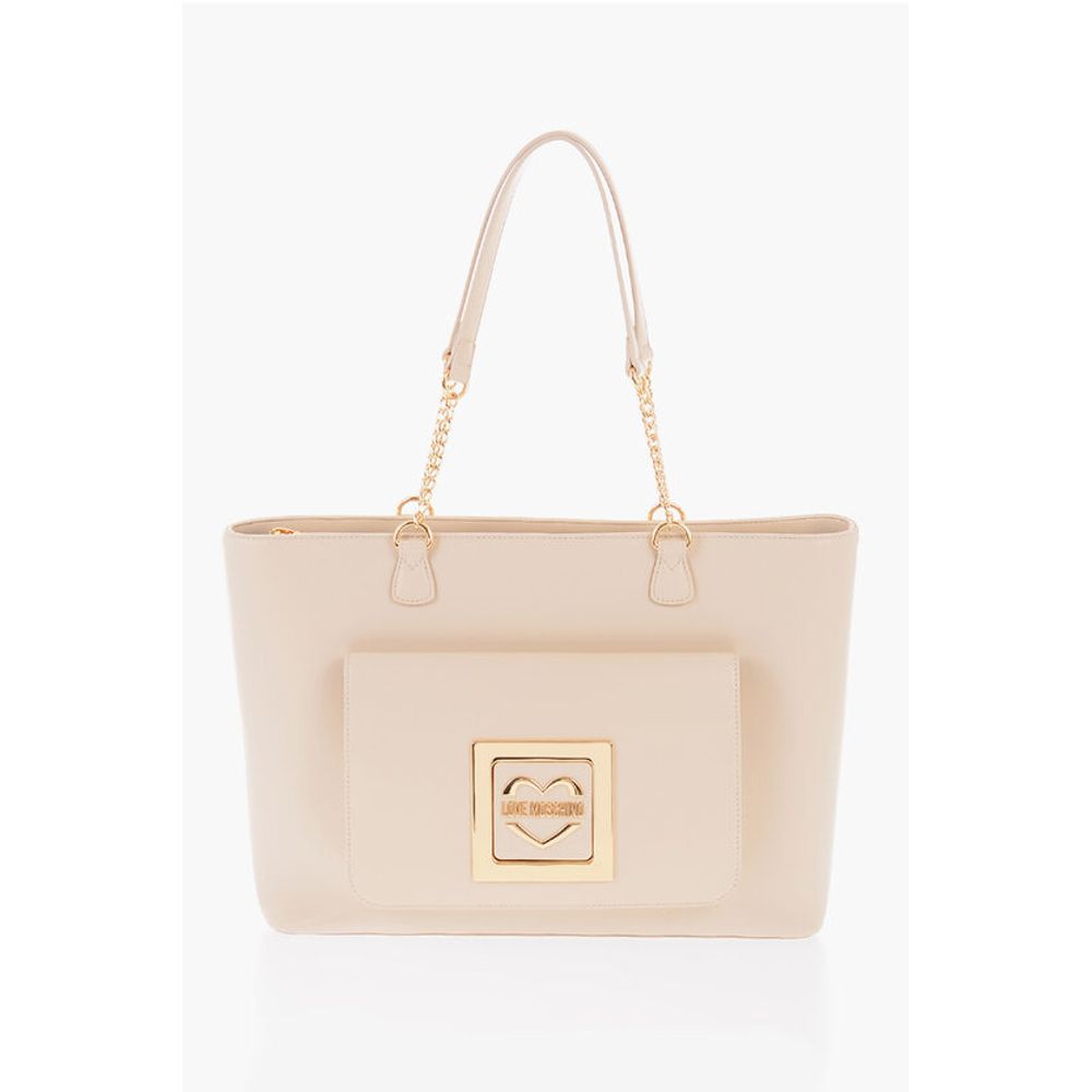 LOVE Faux Leather Tote Bag with Golden Details