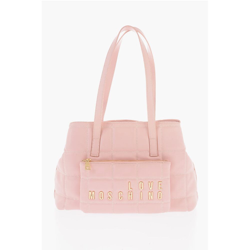 LOVE Quilted Faux Leather Shoulder Bag with Golden Logo