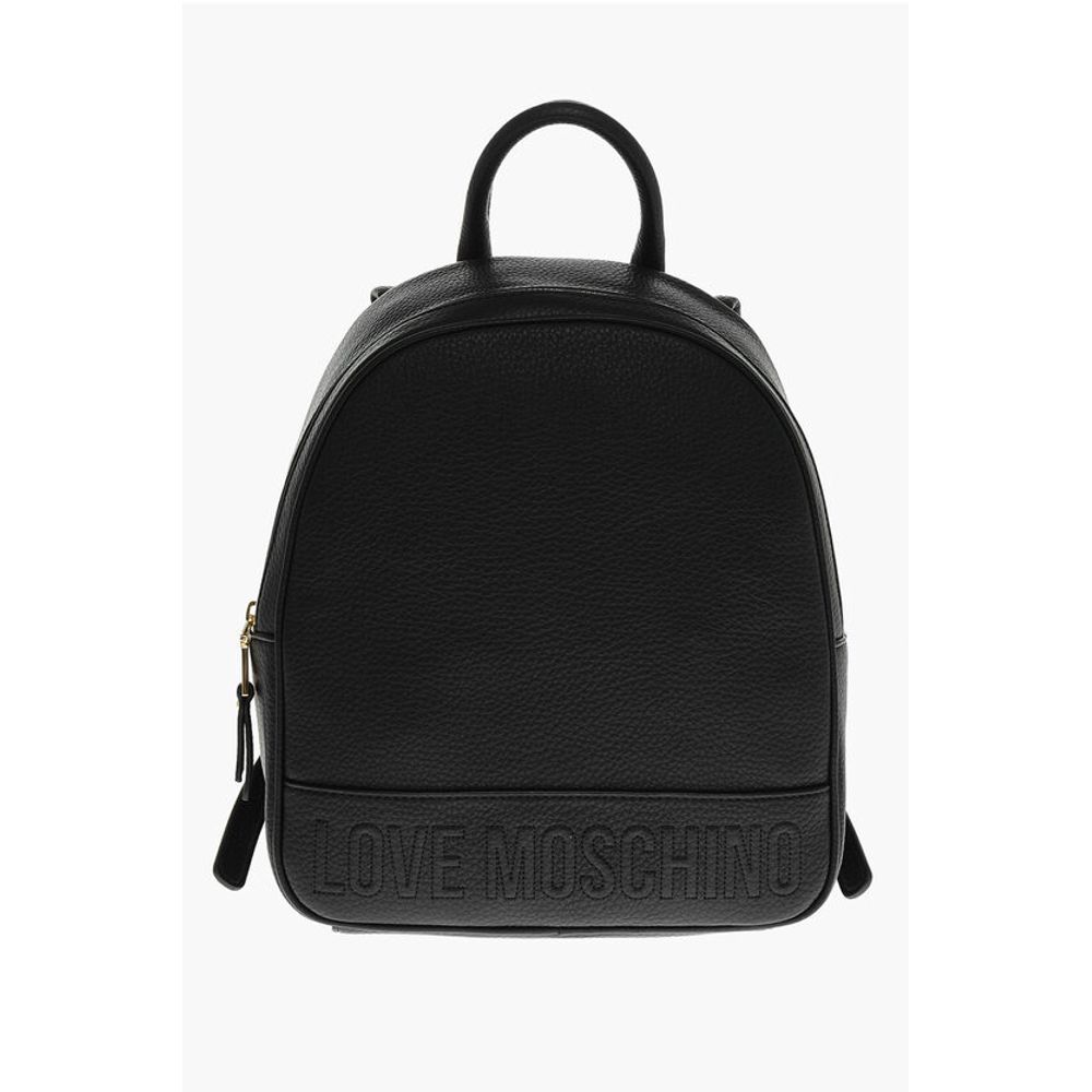 LOVE Textured Faux Leather Backpack with Embossed Logo