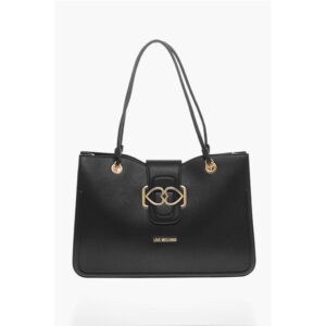 LOVE MOSCHINO Faux Leather Tote Bag with Golden Closure