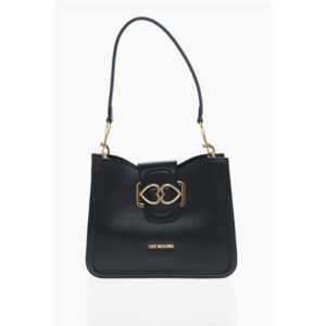 LOVE Faux Leather Shoulder Bag with Golden Hearts