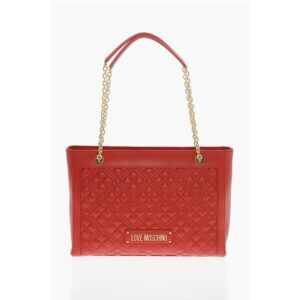 LOVE Quilted Tote Bag with Golden Chain