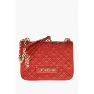 LOVE MOSCHINO Faux Leather Quilted Shoulder Bag with LM on t