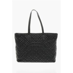 LOVE Quilted Faux Leather Tote Bag with Metal Logo