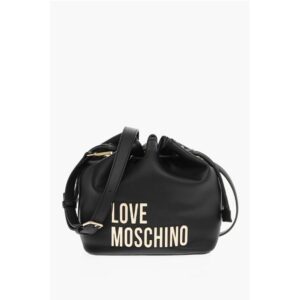 LOVE Faux Leather Bucket Bag with Golden Maxi Logo