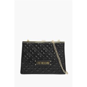 LOVE Quilted Faux Leather Shoulder Bag with Golden Details