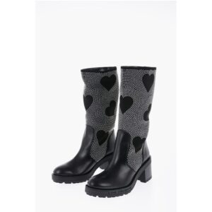 LOVE Studded High-Boots with Leather Details 8cm