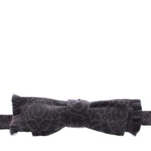 Elegant Black Paisley Silk-Wool Blend Bow Tie