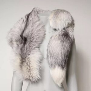White Fox Fur Neck Wrap Warmer Winter Scarf