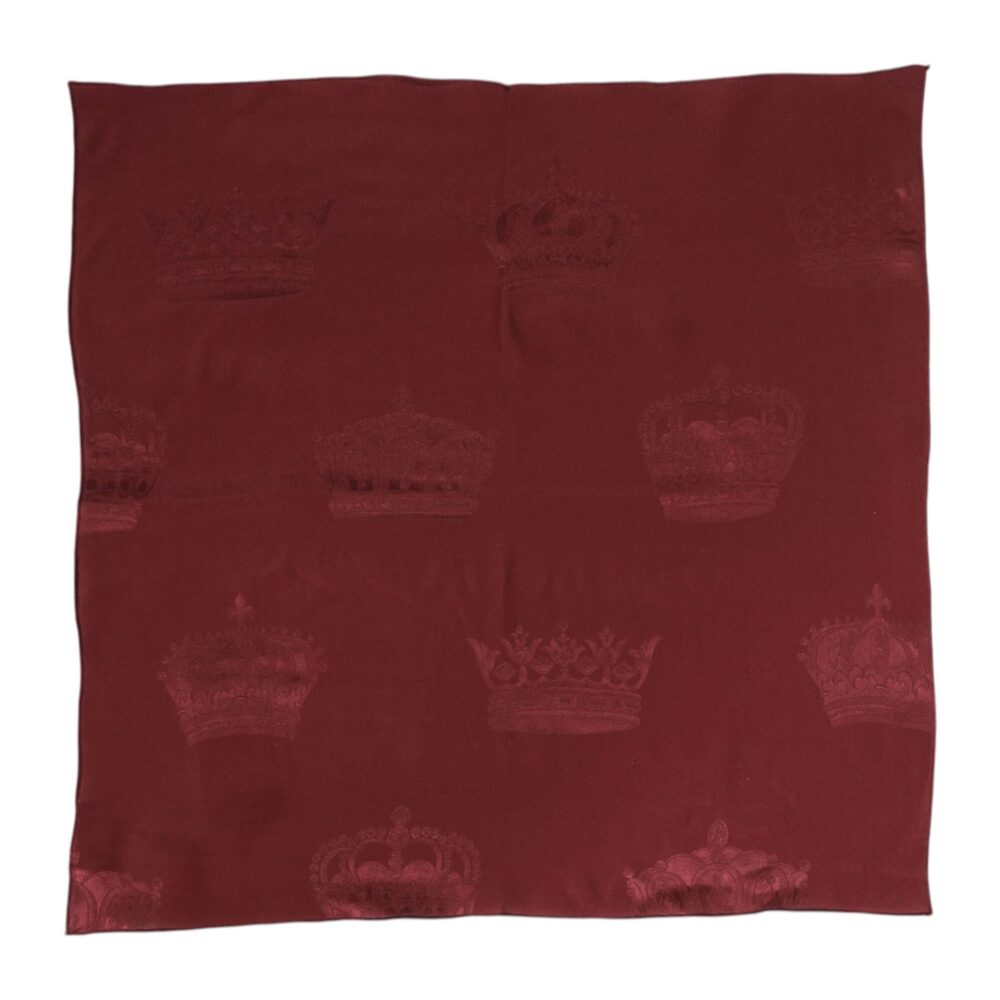 Maroon Silk Crown Square Men Foulard Scarf