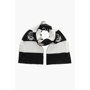 Two-Tone Striped Scarf with Embroidered Logo