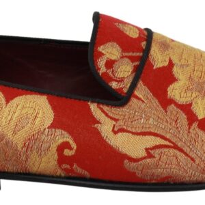 Rose Gold Brocade Loafers Slide Flats
