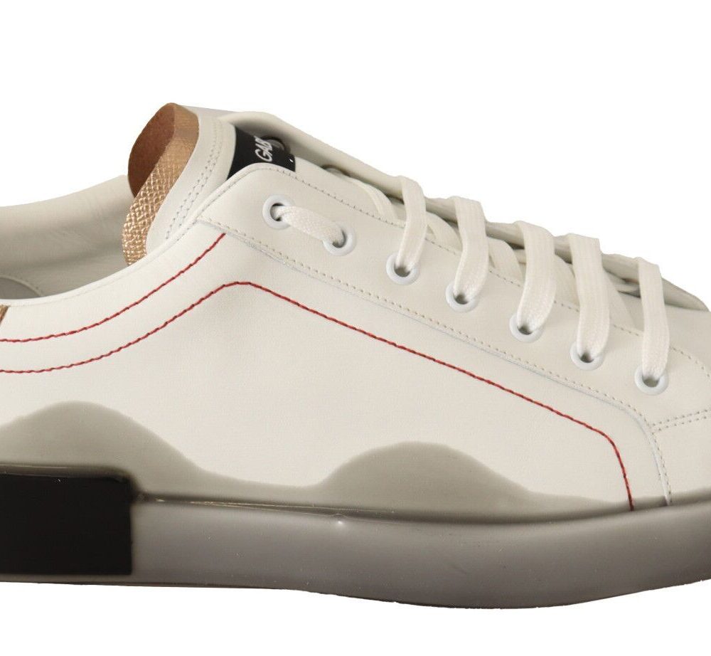 Elegant White & Gold Leather Sneakers