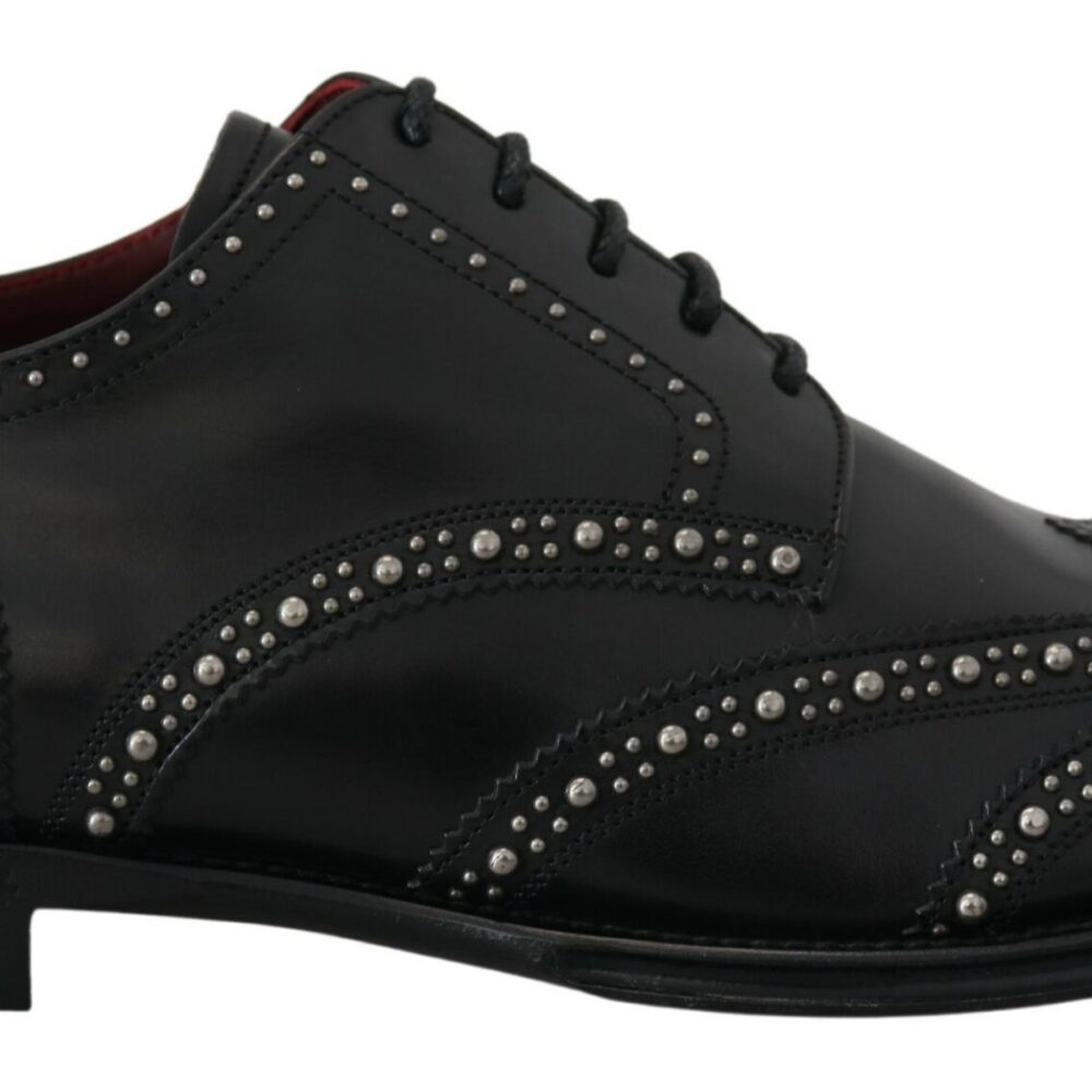 Elegant Studded Black Derby Shoes