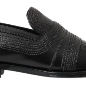 Elegant Black Leather Slipper Loafers