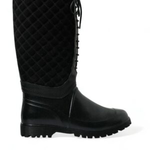Elegant Quilted Lace-Up Rain Boots