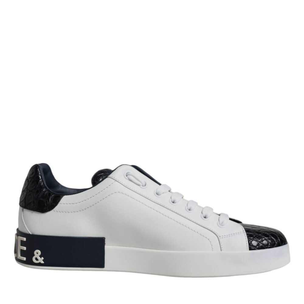 White Leather Logo Portofino Sneaker Shoes