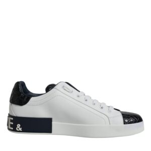 White Leather Logo Portofino Sneaker Shoes