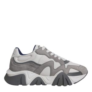 Grey Leather Neoprene Chunky Low Top Squalo Sneakers Shoes